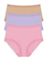 Natori Bliss Full Briefs, Set Of 3 In Cafe/lilac Dream/pink Nectar