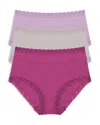 Natori Bliss Cotton Full Brief 3-pack In Crushed Berry/vapor/sweet Violet