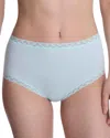 Natori Bliss Lace-trim High Rise Cotton Brief 755058 In Whipped Mint