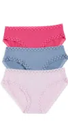 Natori Bliss Girl Briefs 3-pack Blue/mulberry/fuchsia Rose