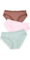 Natori Bliss Cotton French Cut Brief 3-pack In Nutmeg/perfect Pink/meadow