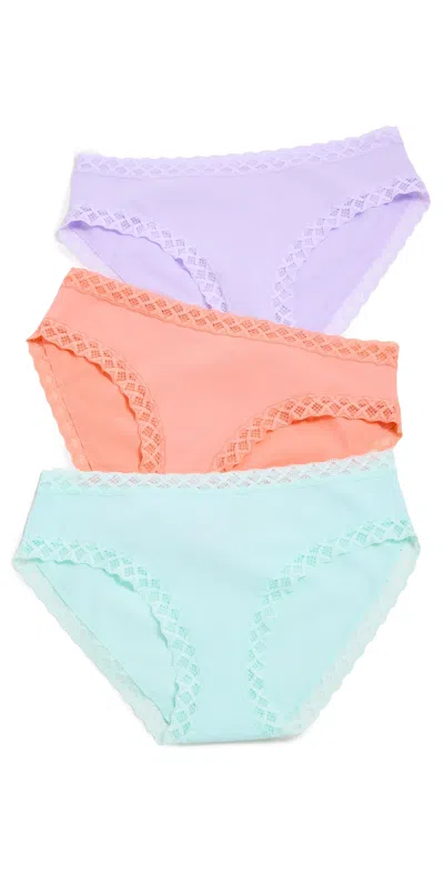Natori Bliss Briefs 3 Pack Whipped Mint/rosy Coral/lilac