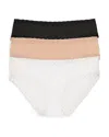 Natori Bliss Girl Briefs, Set Of 3 In Black/ Cafe / White
