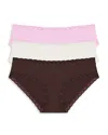 Natori Bliss Cotton Girl Brief 3-pack In French Roast,ivory,orchid