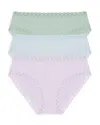 Natori Bliss Girl Briefs, Set Of 3 In Lavender Haze/misty Blue/meadow