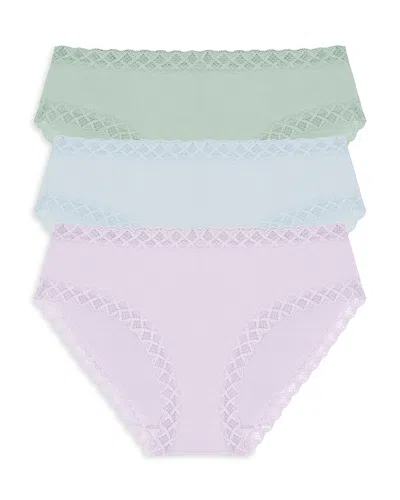 Natori Bliss Girl Briefs, Set Of 3 In Lavender Haze/misty Blue/meadow