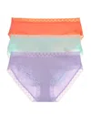 Natori Bliss Cotton Girl Brief 3-pack In Lilac Dream/rosy Coral/whp Mnt