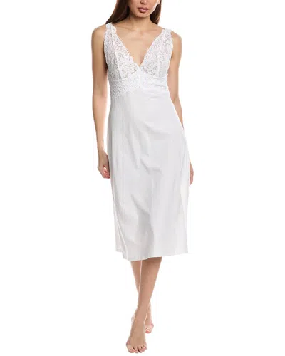 Natori Bliss Harmony Lace-trim Cotton Nightgown In White