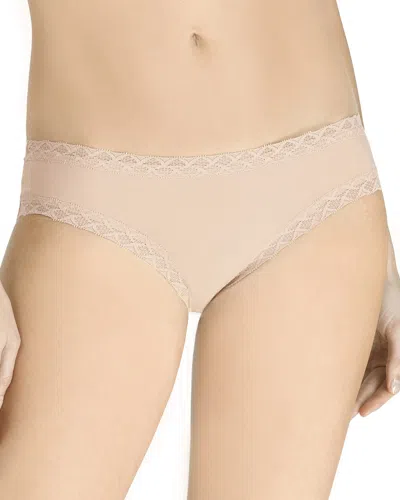 Natori Bliss Lace-trim Bikini Briefs In Brown