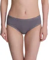 Natori Bliss Lace-trim Cotton Brief Underwear 156058 In Gray
