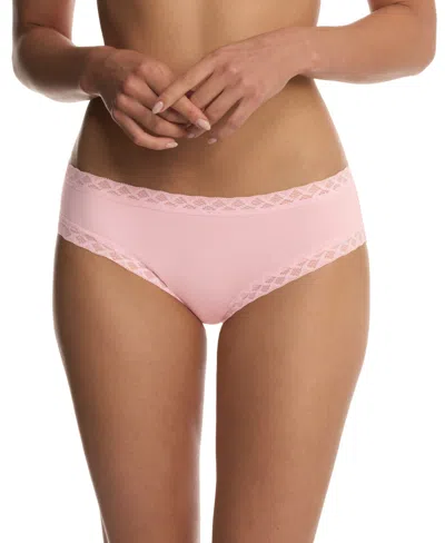 Natori Bliss Lace-trim Cotton Brief Underwear 156058 In Pink