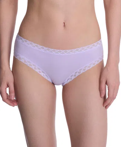 Natori Bliss Lace-trim Cotton Brief Underwear 156058 In Blue