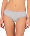 Natori Bliss Lace-trim Cotton French-cut Brief Underwear 152058 In Linen
