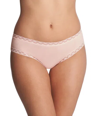 Natori Bliss Lace-trim Cotton Brief Underwear 156058 In Seashell