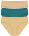 Natori Bliss Lace-trim Cotton Brief Underwear 3-pack 156058mp In Multi