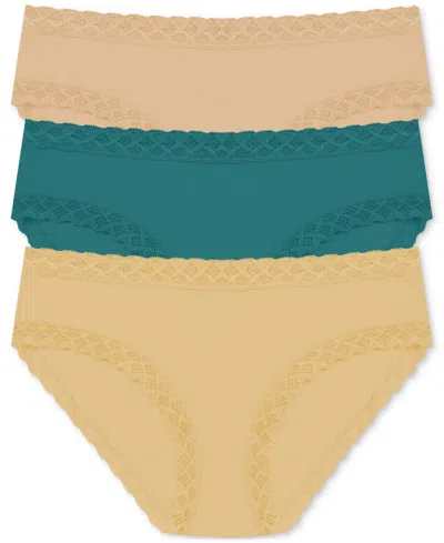 Natori Bliss Lace-trim Cotton Brief Underwear 3-pack 156058mp In Multi