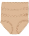 Natori Bliss Lace Trim High Rise Brief Underwear 3-pack 755058mp In Cafe,cafe,cafe