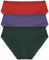 Natori Bliss 3-pack Cotton Blend Briefs In Dark Forest,nightfall,samba