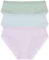 Natori Bliss Cotton Girl Brief 3-pack In Lavender Haze,misty Blue,meadow