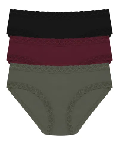 Natori Bliss Lace-trim Cotton Brief Underwear 3-pack 156058mp In Multi