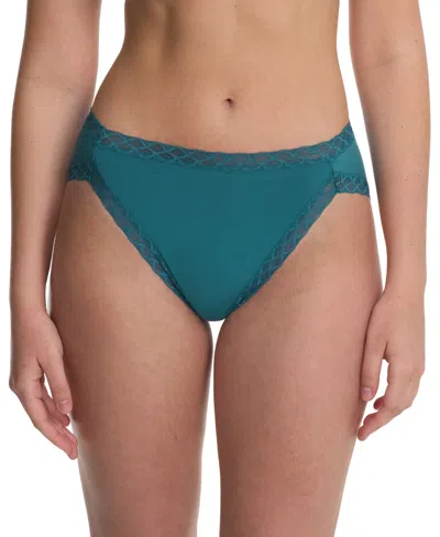 Natori Bliss Lace-trim Cotton French-cut Brief Underwear 152058 In Green