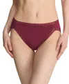 Natori Bliss Lace-trim Cotton French-cut Brief Underwear 152058 In Dark Cherry