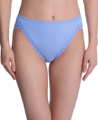 Natori Bliss Lace-trim Cotton French-cut Brief Underwear 152058 In Blue