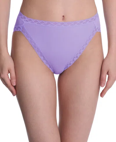 Natori Bliss Lace-trim Cotton French-cut Brief Underwear 152058 In Purple