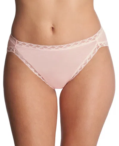 Natori Bliss Lace-trim Cotton French-cut Brief Underwear 152058 In Seashell
