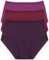Natori Bliss 3-pack Cotton Blend Briefs In Verbena,cherry,grape