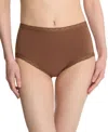 Natori Bliss Lace-trim High Rise Cotton Brief 755058 In Nutmeg