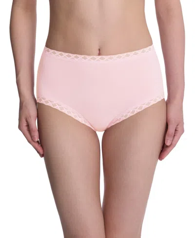Natori Bliss Lace-trim High Rise Cotton Brief 755058 In Pink