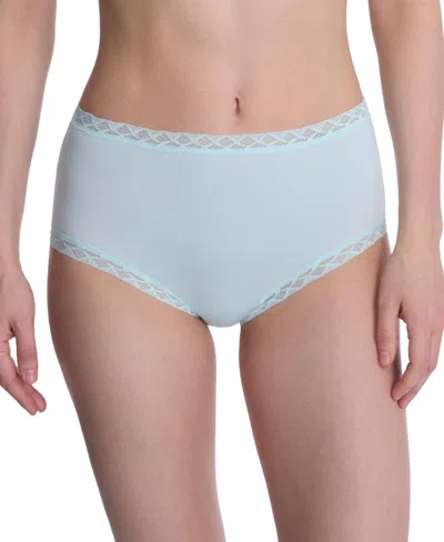 Natori Bliss Lace-trim High Rise Cotton Brief 755058 In Whipped Mint