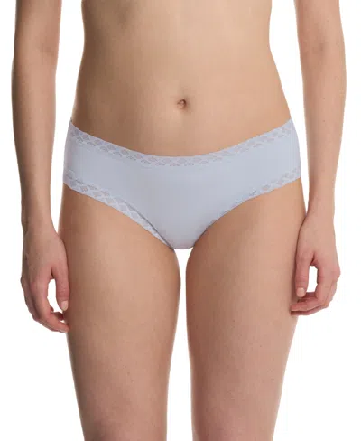 Natori Bliss Lace-trim Cotton Brief Underwear 156058 In Blue
