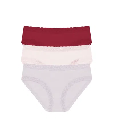 Natori Bliss Lace-trim Cotton Brief Underwear 3-pack 156058mp In White