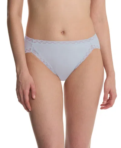 Natori Bliss Lace-trim Cotton French-cut Brief Underwear 152058 In Blue