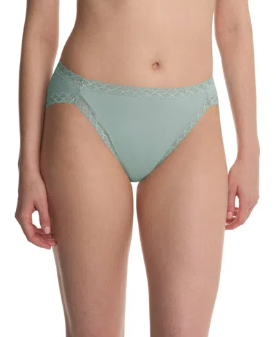 Natori Bliss Lace-trim Cotton French-cut Brief Underwear 152058 In Green