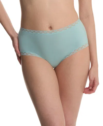 Natori Bliss Lace-trim High Rise Cotton Brief 755058 In Green