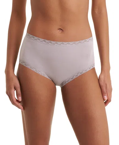 Natori Bliss Lace-trim High Rise Cotton Brief 755058 In Black