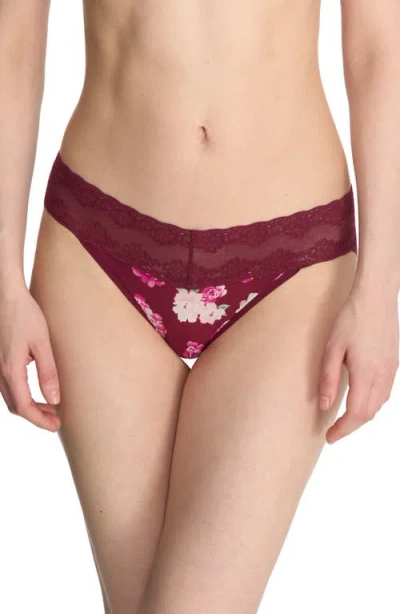 Natori Bliss Perfection Bikini In Dk Cherry Floral Print