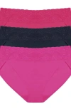 Natori Bliss Perfection Cotton Stretch One Size French Cut Brief 3-pack In Multi