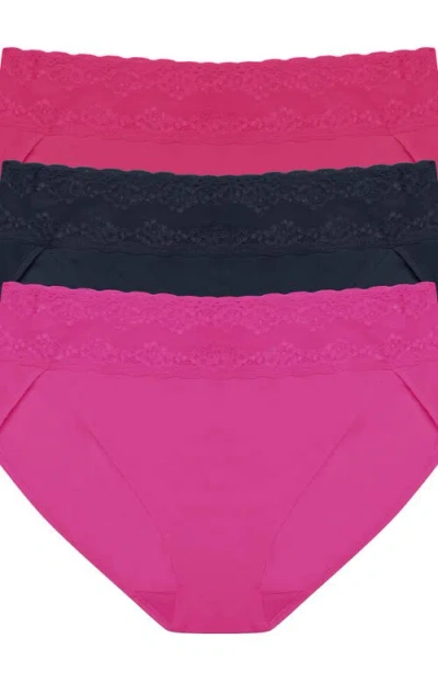Natori Bliss Perfection Cotton Stretch One Size French Cut Brief 3-pack In Multi