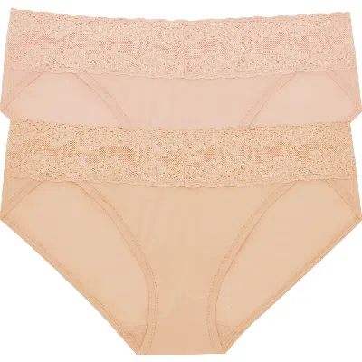 Natori Bliss Perfection Lace Trim One Size Bikini Brief 2-pack