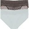 Natori Bliss Perfection Lace Trim One Size Bikini Brief 2-pack In Green