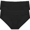 Natori Bliss Perfection Lace Trim One Size Bikini Brief 2-pack In Black