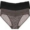 Natori Bliss Perfection Lace Trim One Size Bikini Brief 2-pack In Gray