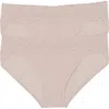 Natori Bliss Perfection Lace Trim One Size Bikini Brief 2-pack In Rose Beige