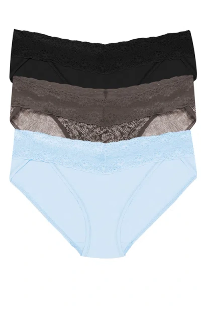 Natori Bliss Perfection Lace Trim One Size Bikini Brief 3-pack