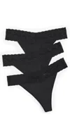 Natori Bliss Perfection One Size Classic Thong 3-pack Black In Black