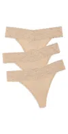 Natori Bliss Perfection One Size Classic Thong 3-pack Cafe In Brown